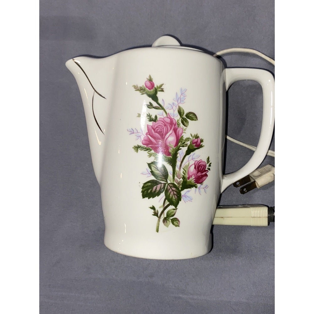 Vintage Japan electric Porcelain Teapot‎ milamiyama  roses  WITH Cord